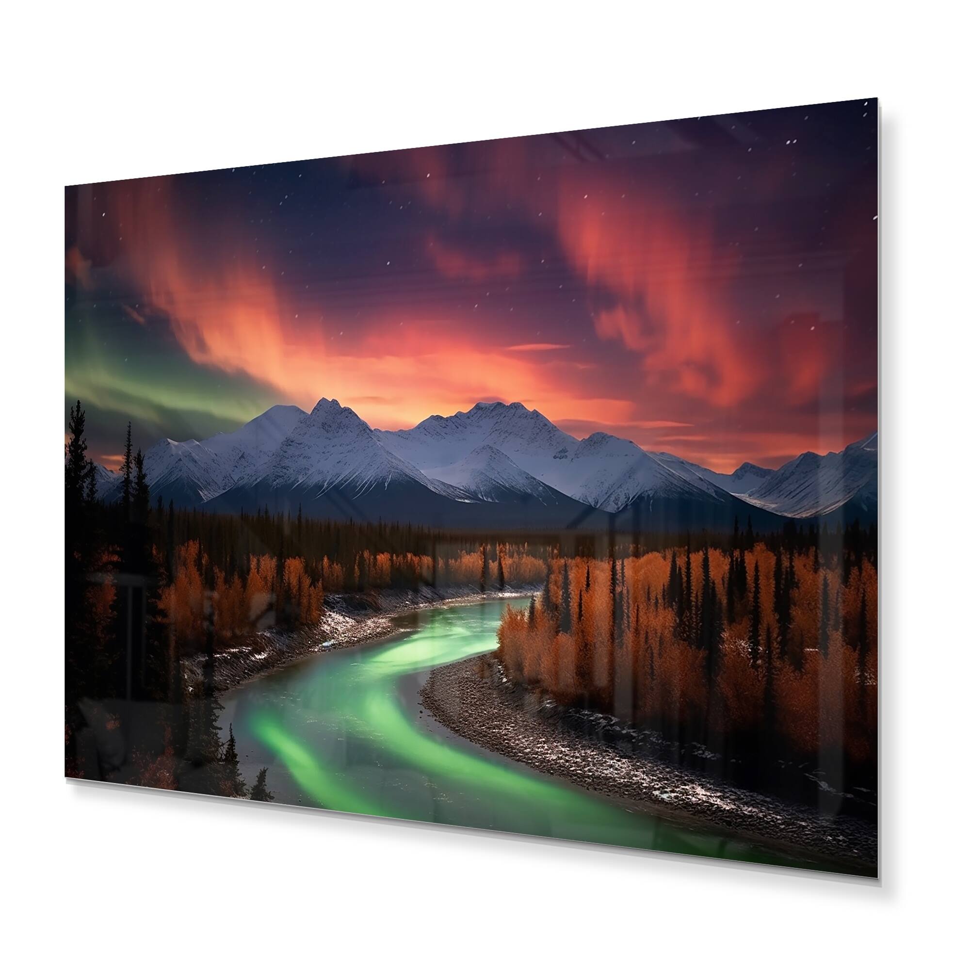 Designart "Yukon Northern Lights Beauty II" Canada Metal Wall Art